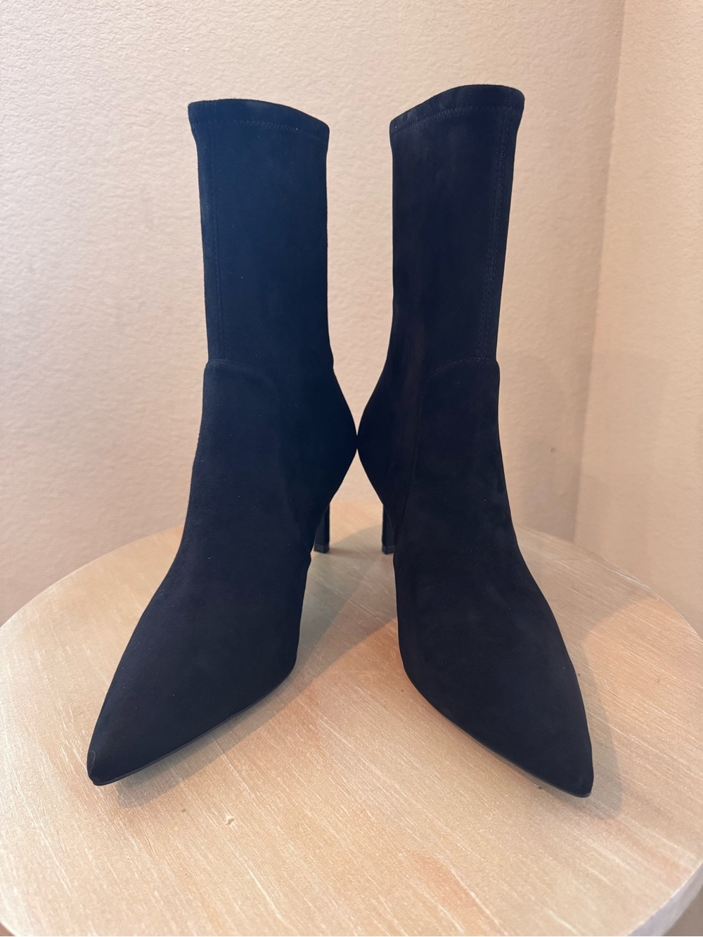 Stuart Weitzman Wren 75 Black Stretch Suede Sock Boot - Size 9.5 - NIB - $575